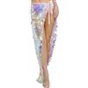 OhMill Gonna da donna sirena scintillante paillettes danza del ventre triangolo sciarpa vita avvolgere il ventre danza costume, Rosa multicolore, Taglia unica