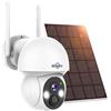 Hiseeu 2K Telecamera Wi-Fi Esterno Senza Fili Solare, Visione Notturna a Colori, 4MP 2.4G/5G WiFi 360 PTZ Telecamera con Pannello Solare, Rilevazione di Movimento PIR, Allarme APP Compatibile Kit