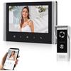 QttyElok Sistema di Videocitofono Campanello Wi-Fi Tuya Videocamera HD 1080P con Monitor, Schermo LCD IPS a Colori da 7 Pollici, Audio Bidirezionale, Registrazione, Sblocco Tramite APP