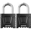 NOVLOCK Lucchetto con combinazione per esterni - impermeabile con arco da 8 mm resistente al taglio - per cancelli, recinzioni, casette da giardino, depositi, armadietti e armadi - 2 pezzi, nero