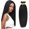 Salharer Extension Capelli Veri Tessitura Yaki Human Hair Bundles Unprocessed Real Hair 3 Extensions 50g/Per Double Weft Remy Natural Black Color 30 32 34 Inch