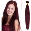 SEGO Extension Matassa Capelli Veri Tessitura Virgin Human Hair Lisci 100g/pack Hair Extensions Rosse da Cucire Umani Brasiliani 40cm #99J Vino Rosso
