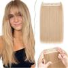 SEGO Extension Capelli Veri Filo Invisibile Castano Fascia Unica 50 cm Senza Clip Lisci con Wire 3/4 Full Head 22T/88