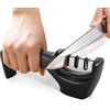 JANREAY affilacoltelli manuale professionale con pietra in ceramica a 3 fasi, carburo di tungsteno, pietre diamantate per affilare accessori per coltelli da cucina.