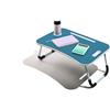 Muitomas, Tavolino da Smart Working, Scrivania Pieghevole in Plastica e Metallo, Richiudibile con Portabicchieri e Supporto Tablet, per Letto e Divano, 60 x 40 x 30 cm, Colore Blu Ottanio