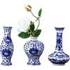 LoveCat Set di 3 Piccoli Vasi in Porcellana Blu e Bianca, Smaltata, Classici Vasi da Fiori in Ceramica per la Decorazione della Casa