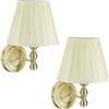 Relaxdays Applique in Tessuto, Paralume dal Design Vintage, Set 2 Lampade a Muro, E14, HLP: 30x20x23,5 cm, Avorio Ottone