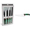 Sanelli 909604 Confezione Coltelli Chef 4 Pezzi & Premana Professional Coltello Trinciante, Acciaio, Verde/Rosso, 25 Cm