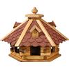 dobar 98710e Mangiatoia casa rustici in Stile Blocco casa casetta per Uccelli con Tetto in Bitume, Rosso con 6 Fori d' Ingresso, Pino, XL, Rosso