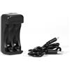 Levitantes Caricabatterie nero AA/AAA con porta USB 2 slot indipendenti ricarica sicura e portatile