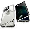 Jonwelsy Anti Peeping Cover per iPhone 13 PRO Max, 360 Gradi Protezione Case, Privacy Vetro Temperato Anti Spy Custodia, Adsorbimento Magnetico Bumper Metallo Frame per iPhone 13 PRO Max (Argento)