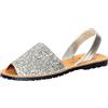 C.Ortuño Avarcas - Sandali estivi da donna in vera pelle, con glitter Espandrillos Menorquinas Menorca (argento, sistema di misura delle scarpe, per adulti, donne, numerico, M, 38), argento, 38 EU