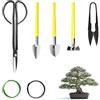 MOSFiATA Set di Attrezzi per Bonsai 7 Pezzi, Include Forbici Lunghe, Tagliafoglie, Palette, Rastrello e Filo in Alluminio 5m, Acciaio Inossidabile Antiruggine