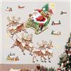 Wondever Adesivi Murali Natale Sticker da Muro Babbo Natale e Renna Alci Vetrofanie Adesivi da Parete per Finestra Vetrina Festa Decorazione Natalizia