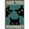 Ruzister Divertente targa in metallo Black Cat Are You Pooping, decorazione da parete in alluminio, vintage, divertente motivo gatto, poster per il bagno