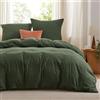 Bedsure Biancheria da letto 200x220 3 pezzi Copripiumino - Set di biancheria da letto simile al cotone morbido 200 x 220 cm e 2 federe 80x80 cm,Verde oliva con cerniera lampo
