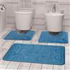 Comart - Set Tappeti Nicole da Bagno - Tre Pezzi - Tappetino Rettangolare 50x80 cm + Due Girowater 50x40 cm - Tris Antiscivolo ad Asciugatura Rapida - Traspiranti - Lavabili in Lavatrice - Azzurro