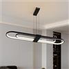 ZenithBeam Lampadario Ovale Moderno LED Lampade a Sospensione ,Dimmerabile Telecomando Anello Design Isola Cucina Lampadario Soggiorno,Regolabile Lineari Soffitto Camera Letto Lampadari Tavolo Da Pranzo Nero 39