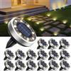 btfarm 16 Pezzi Luci Solari da Giardino, 8 LED Faretti Sepolta Solari a Led da Esterno, IP65 Impermeabile Lampade Solare da Terra per Prato Scala Strade Paesaggio, Bianco Caldo