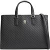 Tommy Hilfiger Donna Borsa Satchel Daily con Monogramma in Rilievo, Nero (Black), Taglia Unica