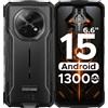DOOGEE Fire 5 Telefono Rugged con Batteria da 13000mAh, Display HD+ da 6.6'', 12GB RAM (3GB+3GB), 64GB ROM, Android 15, NFC, Smartphone