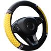 Wambere Coprivavolante per auto, coprivolante in pelle, universale morbido e comodo per la protezione del volante per accessori auto, copertura per volante a diamante per tutte le stagioni, 37-38 cm, giallo