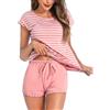 Aseniza Pigiama Donna Estivo Corto Pigiama Donna Maniche Corte in Cotone Traspirante Pigiami Due Pezzi da Donna Comodo Set Pigiami Estivi Donna S-XXL