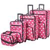 Rockland Set di valigie verticali a pois Softside, Pois rosa, Taglia unica, Set di valigie verticali a pois Softside
