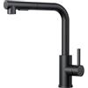 FORIOUS Rubinetto Lavello Cucina, Miscelatore Cucina con Doccetta Estraibile, 2 Tipi di getto e Girevole a 360°, A forma di L Acciaio Inox Maniglia Singola Rubinetto Miscelatore, Nero