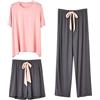 MZSYLK Pigiama da donna super morbido da donna, set da 3 pezzi in bambù a maniche corte, abbigliamento da notte, rosa, Etichettalia unica