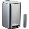 Relaxdays Pattumiera Bagno a Pedale 8 L, Cestino Interno Rimovibile, Coperchio Ammortizzato, Sacchetti Inclusi, Metallo