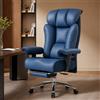 Efomao Sedia da Ufficio Ergonomica, Poltrona Direzionale in Ecopelle PU con Poggiapiedi Estraibile, Sedia da Scrivania Reclinabile con Imbottitura Spessa, Supporto Lombare, Portata 200kg (blu)