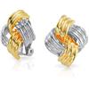 Bling Jewelry Geometrico Quadrato Due Toni Corda Cavo Amore Nodo Clip Su Orecchini Per Le Donne Non Forato Orecchie 14K Oro Argento Placcato In Ottone