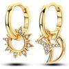NARMO 925 Sterling Silver Orecchini con Stelle e Luna in Oro Placcato 14K per le Donne