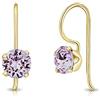 DTPsilver Orecchini Donna Argento 925 Pendenti Placcati Oro 24K con Brillantini Cristallo Viola - Orecchini Viola - Pendenti Classici Eleganti e Ipoallergenici per Pelli Sensibili