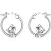 YAFEINI Orecchini a cerchio con animali in argento Sterling 925, graziosi orecchini con animali, regali per donne e ragazze, Argento sterling, Nessuna pietra preziosa, Gatto 2