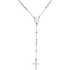 Bling Jewelry Catenina Rosario Religiosa Cristiana con Perline Rotonde da 2MM, Santa Madre Vergine Maria, Croce Semplice Delicata per Preghiera, per Donne e Adolescenti, in Acciaio Inossidabile Color Argento.