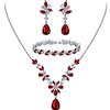 Clearine Wedding Zirconia cubica Set di Gioielli per Le Damigelle d'Onore, Cristallo Goccia Ciondolo Collana Tennis Bracciale Lampadario Foglia Orecchini Dangle per Donne