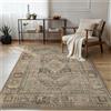 GENIMO Tappeto Boho Vintage Color Caffè in Pelo Corto - 120x170cm, Lavabile in Lavatrice, Antiscivolo, Design Elegante per Interni