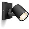 Philips Hue Runner White Ambiance 1 faretto nero, include 1 lampadina LED GU10 da 5 W + interruttore dimmer, dimmerabile, tutte le tonalitÃ di bianco, Controllo tramite App o Alexa, Google Home
