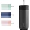 Chilly's Switch - Tazza Switch in acciaio inossidabile senza BPA con cannuccia larga per frullati e tè - A doppia parete, isolata sottovuoto - Abyss Black, 500ml