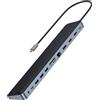 Baseus Docking Station Triple Display 12 in 1 con 2 lettori HDMI 4K, DP, 100 W PD, 3 USB 3.0, 1 USB C, Gigabit Ethernet, SD e TF Card Reader per MacBook/Dell/HP/Surface/Steam Deck