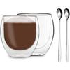 DUOS Feelino - Set di 2 bicchieri a doppia parete da 80 ml + 2 cucchiai in acciaio inox
