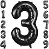 OFFCUP Palloncini Compleanno Nero 101 CM, Palloncino Numero 3, Foil Palloncini Numeri, Giganti Numeri, Decorazioni Festa Compleanno, Gonfiabili Pallone per Anniversario