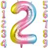 OFFCUP Palloncini Compleanno Colore Sfumato 101 CM, Palloncino Numero 2, Foil Palloncini Numeri, Giganti Palloncini Numeri, Decorazioni Festa Compleanno, Gonfiabili Pallone per Anniversario