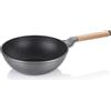 kela Wok in alluminio pressofuso30 cm VITANA, padella wok da 5 l per induzione in materiale riciclato, manico in legno di faggio, resistente al calore fino a 180 °C