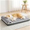 Jolibean Cesto per cani di grandi dimensioni ortopedico, 122 x 76 cm | Cane sfoderabile lavabile in lavatrice, con cuscino laterale morbido, tessuto impermeabile, base antiscivolo, grigio