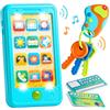 JOYIN Blu Telefono per Bambini, Set di Telefoni Giocattolo per l'apprendimento, Portachiavi e Carte di Credito, Giocattoli per Cellulari per Bambini, Regali di Compleanno per Ragazze per 1 2 3 Anni