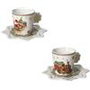 BRANDANI Christmas Tazzina Caffè Natalizia Set 2 Pezzi 27cm Porcellana