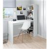 Evergreen-House Dmora - Scrivania Denton, Scrittoio Multifunzione Reversibile con libreria 5 Ripiani, Tavolo da Studio o Ufficio Porta PC portalibri, 120x53h144 cm, Bianco